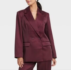 a new day Structured Satin Blazer - Burgundy XS